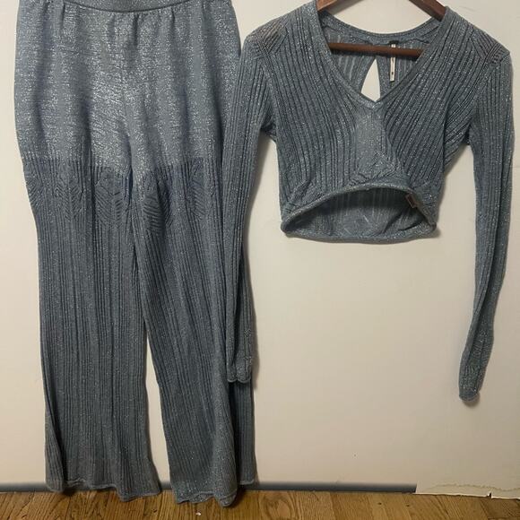ANTHROPOLOGIE KNIT SHEER 2 PIECE PANTS SUIT‎ SIZE XS - Picture 1 of 9